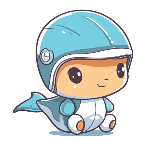 Cute little boy in astronaut costume. Vector illustration of a c