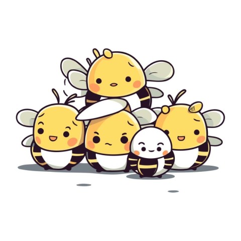 cute bees on white background. vector illustration. eps10