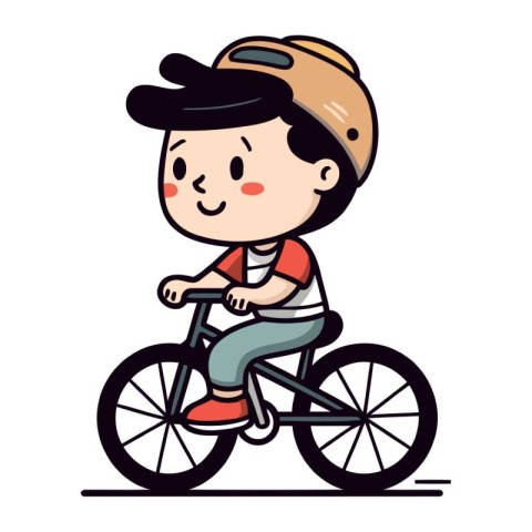 Boy riding a bicycle. Vector illustration of a boy on a bicycle.