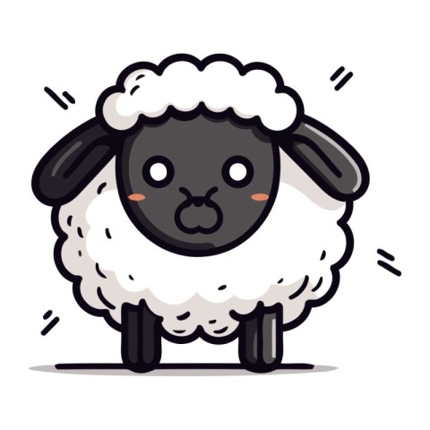 Cute Sheep Cartoon Mascot Character. Vector Illustration.