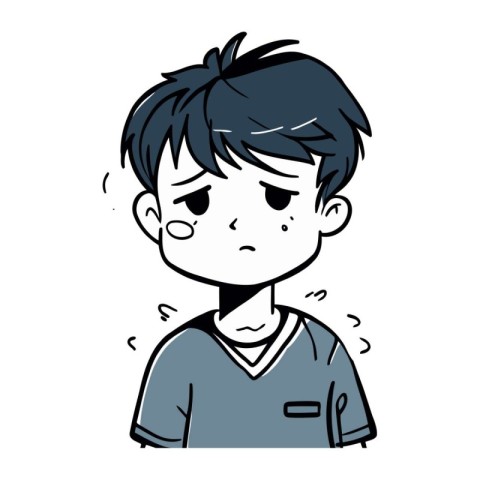 crying boy cartoon on white background. vector illustration. han