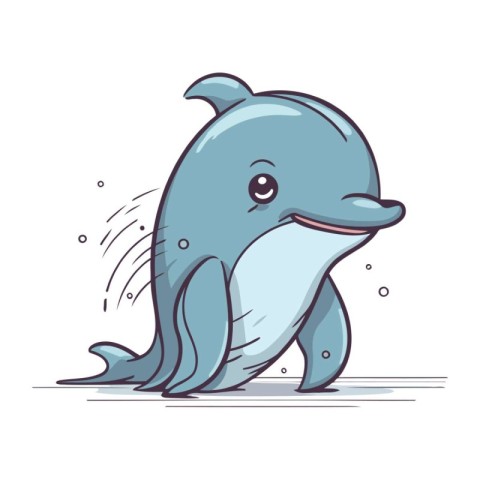 Cute cartoon dolphin jumping. Vector illustration of a cute dolp