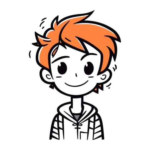 Cute cartoon boy with orange hair. Vector illustration isolated