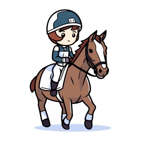 Horse riding and jockey. Vector illustration in cartoon style.