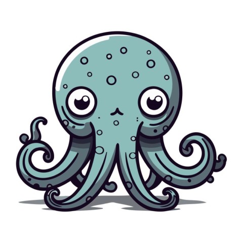 Cute cartoon octopus. Vector illustration isolated on white back