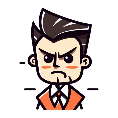 Angry Boss   Cartoon Vector Illustration. Isolated on White Back