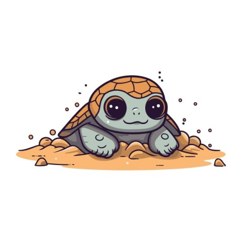 Cute cartoon turtle. Vector illustration isolated on a white bac