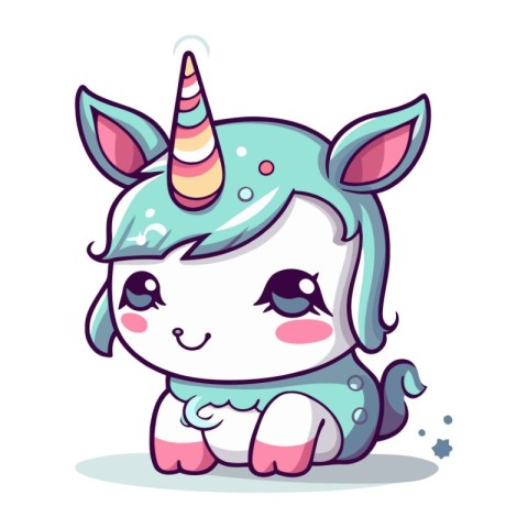 Cute unicorn cartoon. Vector illustration isolated on a white ba