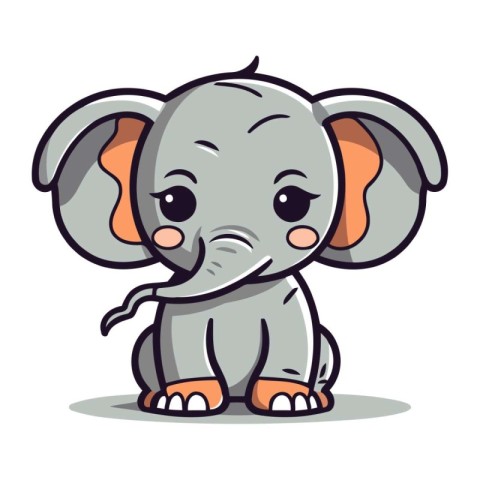 Cute little elephant character vector illustration. Cute cartoon