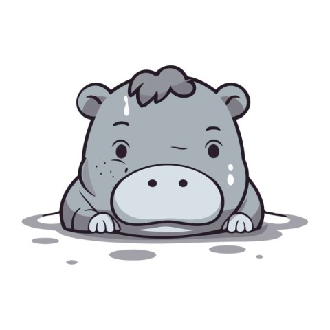 Cute hippopotamus isolated on white background. Vector illustrat