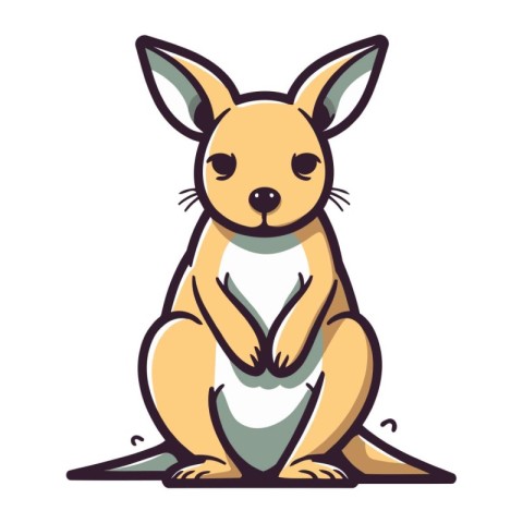 Kangaroo sitting on the ground. Vector illustration in cartoon s