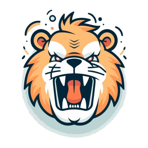 Lion head mascot. Vector illustration of angry lion head mascot.