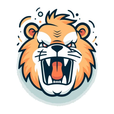 Lion head mascot. Vector illustration of angry lion head mascot.