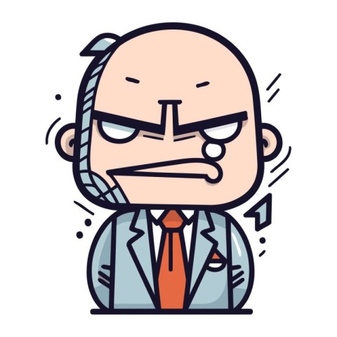 Angry Boss   Cartoon Vector Illustration of Businessman Characte