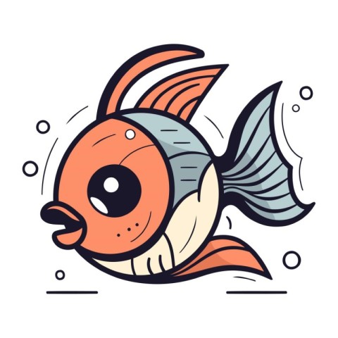 Cartoon fish. Vector illustration of a fish on a white backgroun