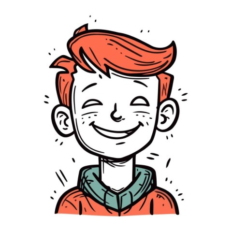 Illustration of a happy boy with red hair. Vector illustration.