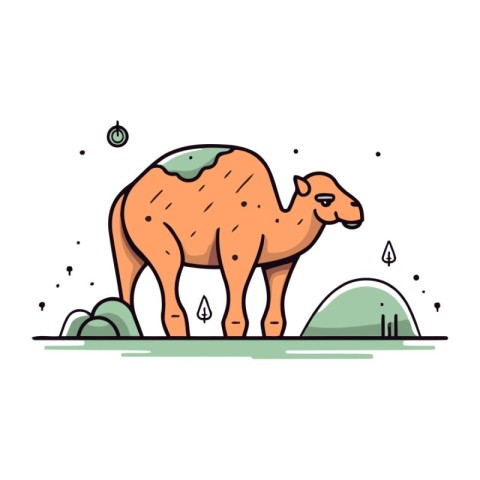 Camel on a white background. Vector illustration in flat style.