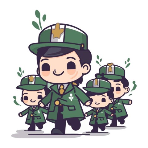 Cute boy and girl scout in uniform with happy face vector illust