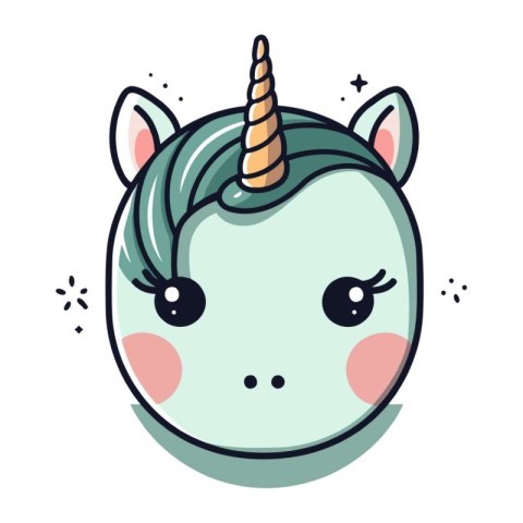 Cute cartoon unicorn. Vector illustration in flat style. Isolate