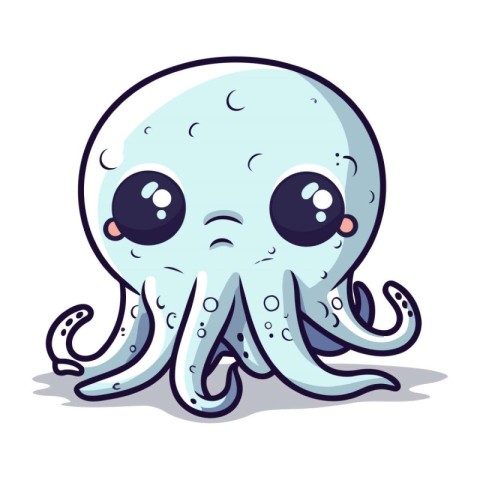 Cute octopus isolated on a white background. Vector illustration