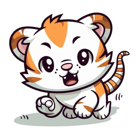 Cute cartoon tiger isolated on a white background. Vector illust