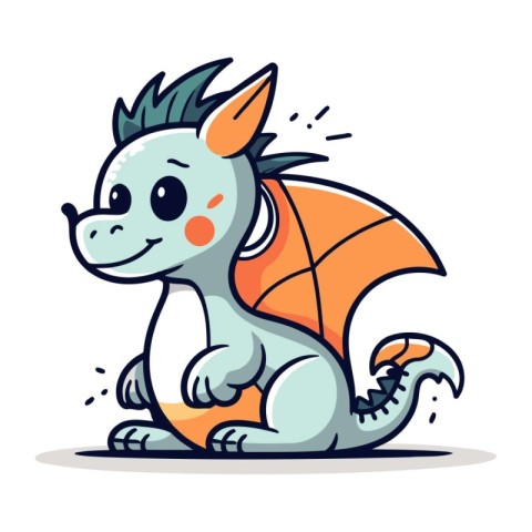 Funny dragon. Vector illustration. Cute cartoon dragon character