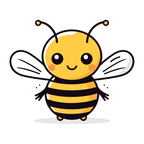 Cute cartoon bee. Vector illustration isolated on a white backgr