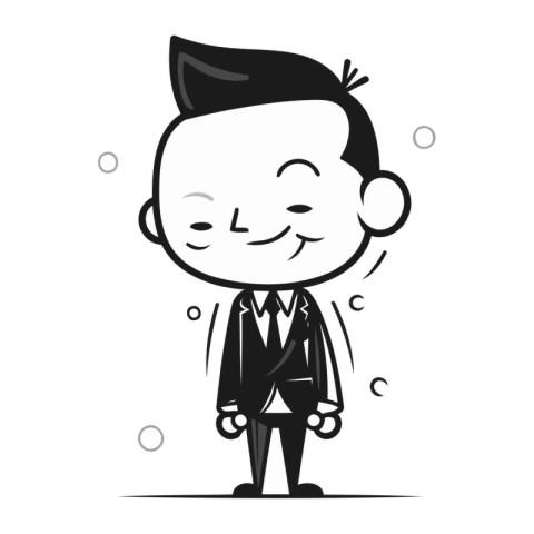 Vector cartoon illustration of a businessman in a suit with a sm