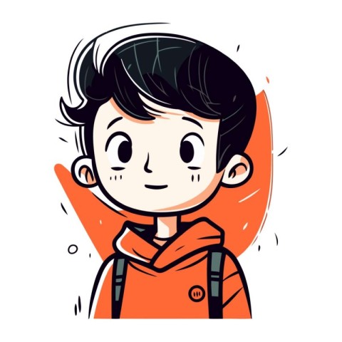 Vector illustration of a boy with a backpack. Cute cartoon chara