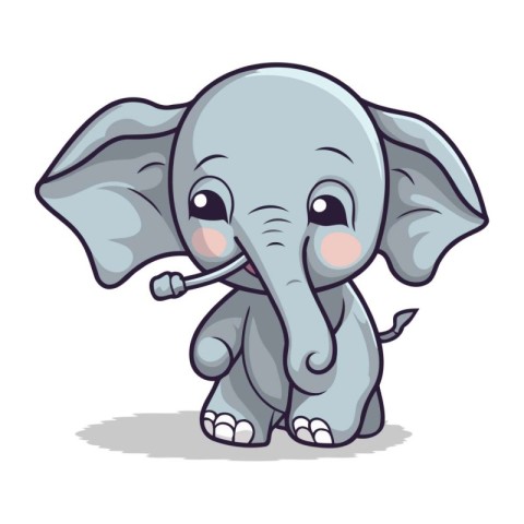 Cute cartoon elephant isolated on a white background. Vector ill