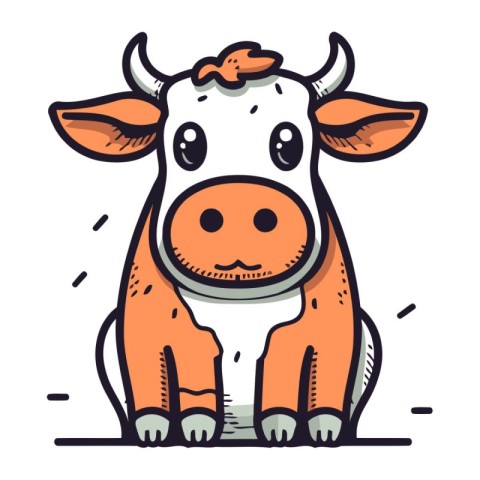 Cute cartoon cow. Farm animal. Vector illustration isolated on w