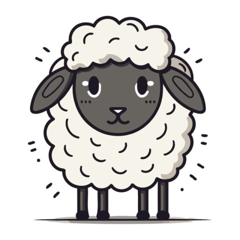 Cartoon sheep. Vector illustration of a cute sheep. Cute sheep.