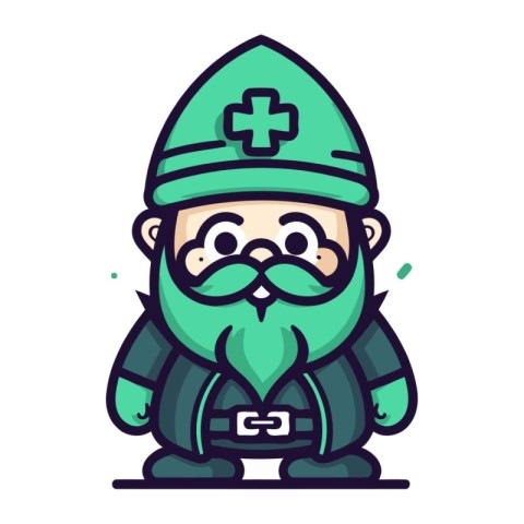 Cartoon character of a gnome with a beard. Vector illustration