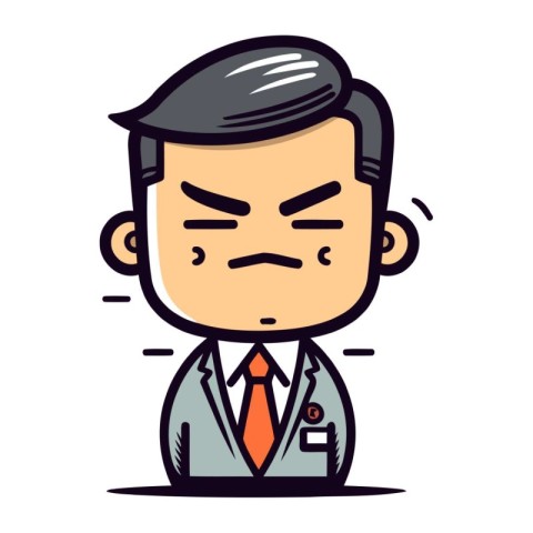 Angry Businessman   Vector Cartoon Illustration