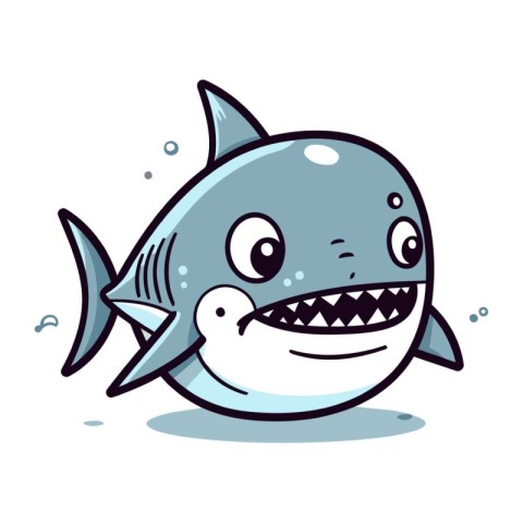 Cute cartoon shark. Vector illustration. Isolated on white backg