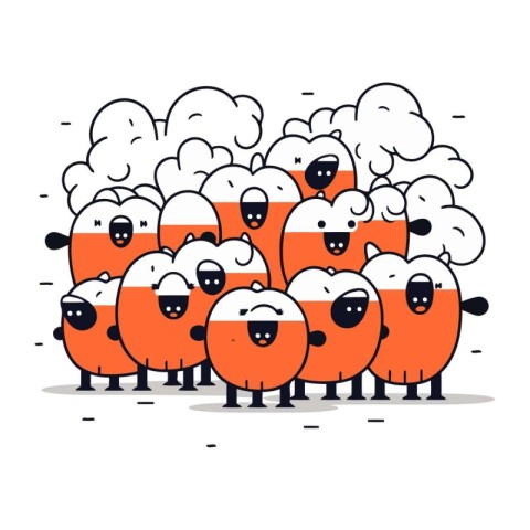 Cute cartoon sheep. Vector illustration. Cute doodle sheep.