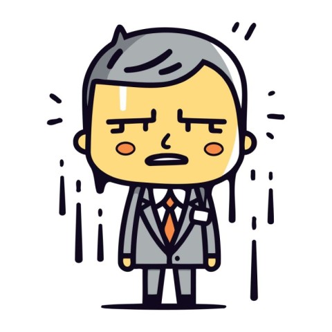 Stressed businessman cartoon character. Vector illustration of t