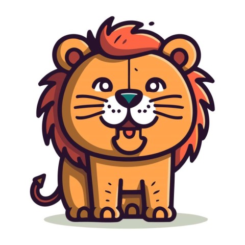 Cute lion cartoon character. Vector illustration in doodle style