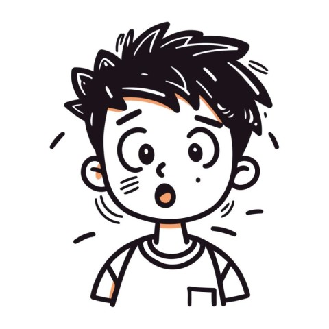 Illustration of a boy with a surprised expression. vector illust