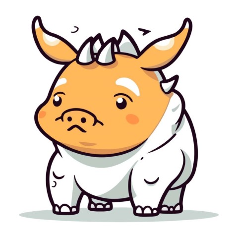 Cute cartoon bull. Vector illustration isolated on a white backg