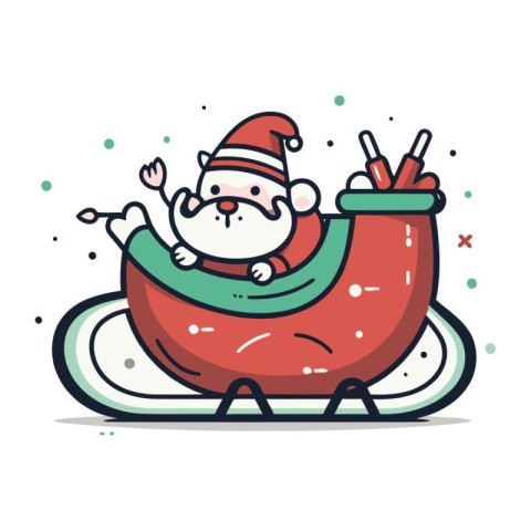 Santa Claus in a sleigh. Vector illustration in cartoon style.