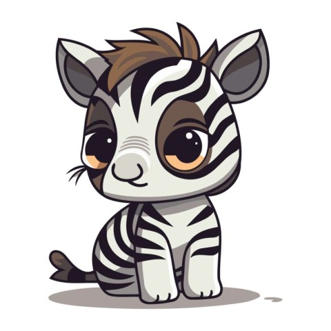 Cute cartoon zebra. Vector illustration isolated on white backgr