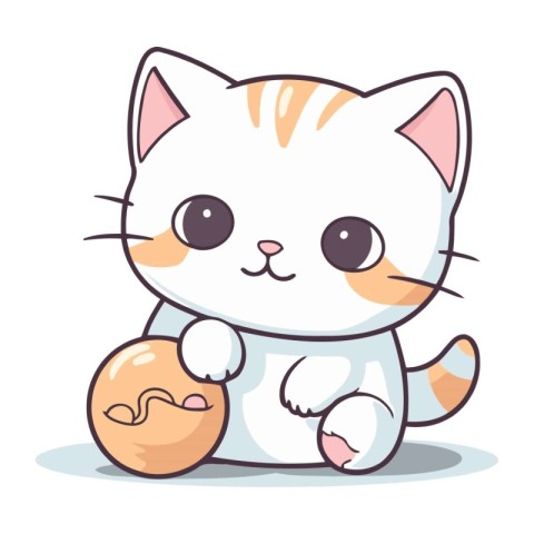 Cute cat with egg. Vector illustration of a cartoon character.