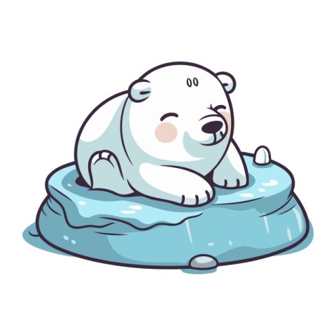 Polar bear sleeping on an ice floe. Vector illustration.