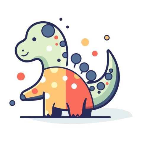 Cute cartoon dinosaur. Colorful vector illustration in flat styl