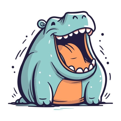 Cartoon hippopotamus. Vector illustration in a flat style.