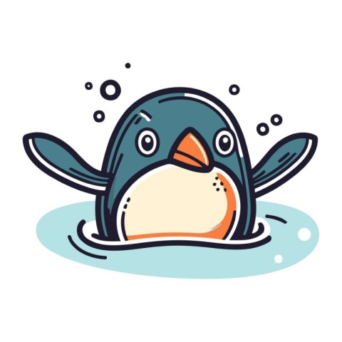 Cute cartoon penguin. Vector illustration isolated on white back