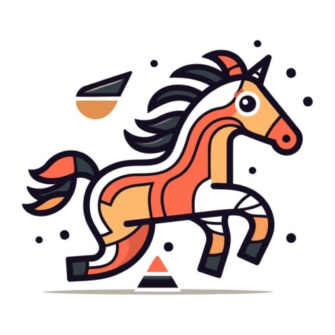 Horse icon. Vector illustration in flat linear style on white ba