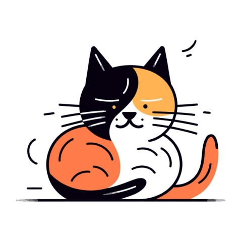 Vector illustration of cute cat. Isolated on a white background.