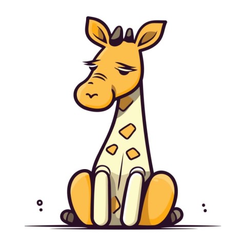 Cute cartoon giraffe isolated on white background. Vector illust